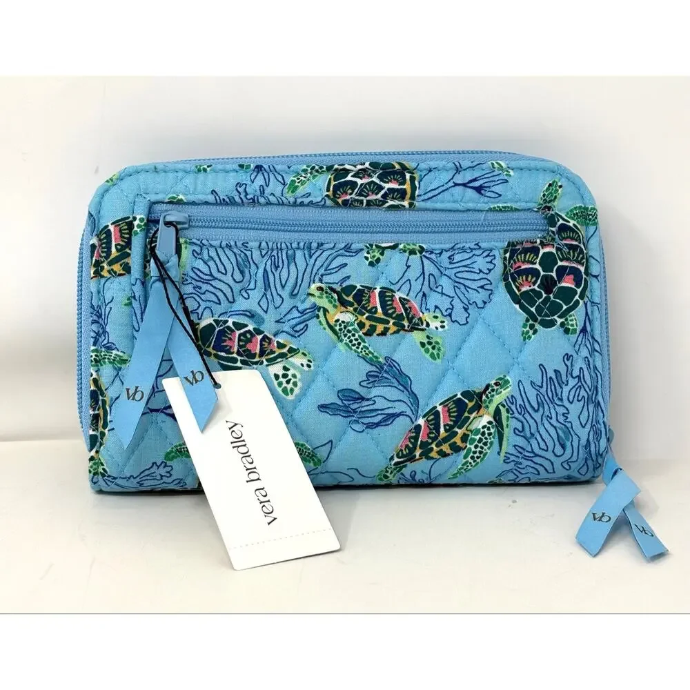 Vera Bradley Sea Turtles Coral Essential Turnlock Wallet Large NWT Ocean EXACT